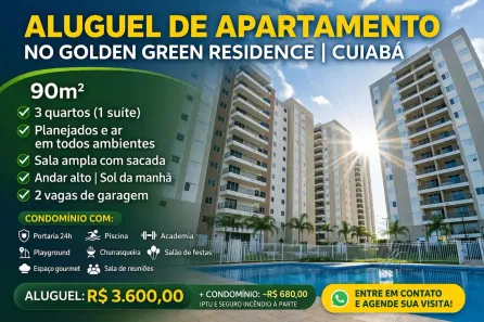 Apartamento com 3 Quartos para alugar, 89m² no Alvorada, Cuiabá