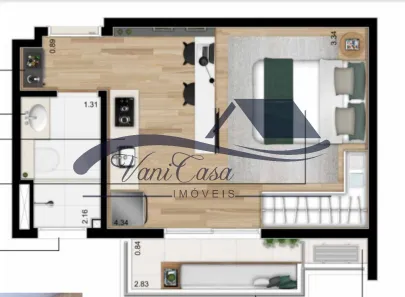 Apartamento com 1 Quarto à venda, 26m² no Indianópolis, São Paulo