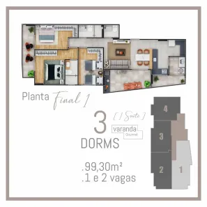 Apartamento com 3 Quartos à venda, 99m² no Guilhermina, Praia Grande