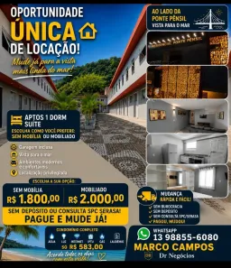 Apartamento com 1 Quarto para venda ou aluguel, 37m² no Morro dos Barbosas, São Vicente