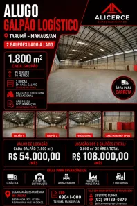 Galpão/Depósito/Armazém para alugar, 1800m² no Tarumã, Manaus