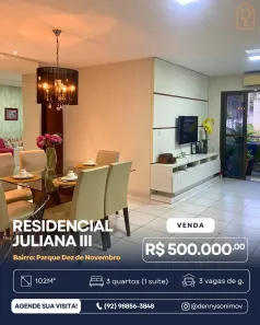 Apartamento com 3 Quartos à venda, 102m² no Parque 10 de Novembro, Manaus
