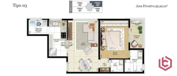 Apartamento com 1 Quarto à venda, 53m² no Aparecida, Santos