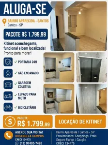Kitnet com 1 Quarto para alugar, 25m² no Aparecida, Santos