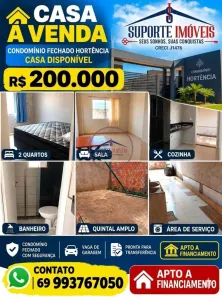 Casa de Condomínio com 2 Quartos à venda, 42m² no Bairro Novo, Porto Velho