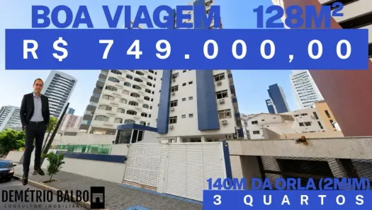 Apartamento com 3 Quartos à venda, 128m² no Boa Viagem, Recife
