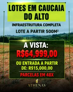 Lote/Terreno à venda, 500m² no Recreio Topázio (Caucaia do Alto), Cotia