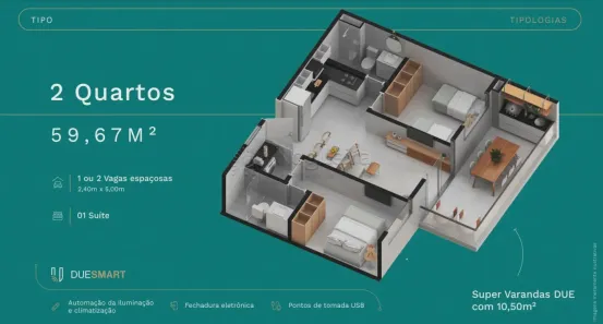 Apartamento com 2 Quartos à venda, 59m² no , Tamandaré