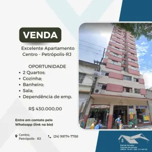 Apartamento com 2 Quartos à venda, 65m² no Centro, Petrópolis