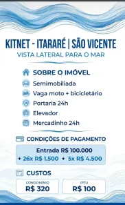 Kitnet à venda, 18m² no Itararé, São Vicente