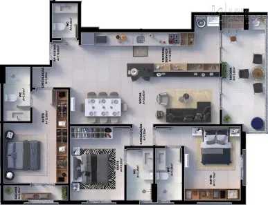 Apartamento com 3 Quartos à venda, 116m² no Pedra Branca, Palhoça