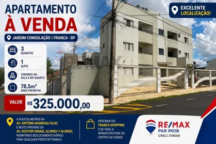 Apartamento com 3 Quartos à venda, 76m² no Centro, Franca