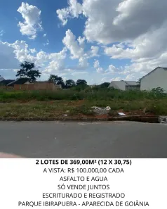 Lote/Terreno à venda, 369m² no Parque Ibirapuera, Aparecida de Goiânia