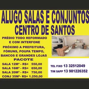 Sala Comercial para alugar, 18m² no Centro, Santos