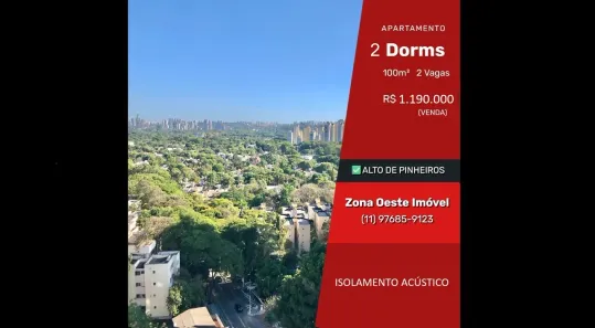 Apartamento com 3 Quartos à venda, 100m² no Alto de Pinheiros, São Paulo