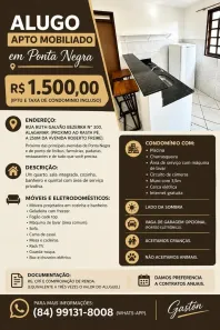Apartamento com 1 Quarto para alugar, 35m² no Ponta Negra, Natal
