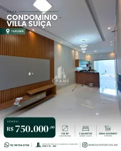 Casa de Condomínio com 3 Quartos à venda, 130m² no Tarumã, Manaus