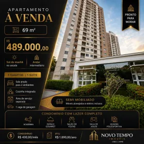 Apartamento com 3 Quartos à venda, 69m² no Jardim Califórnia, Cuiabá
