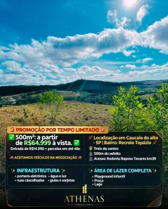 Lote/Terreno à venda, 500m² no Recreio Topázio (Caucaia do Alto), Cotia