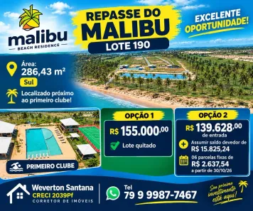 Lote/Terreno à venda, 286m² no Zona de Expansão Capua, Barra dos Coqueiros