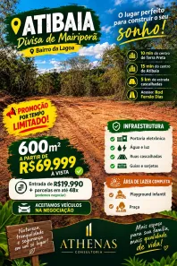 Lote/Terreno à venda, 600m² no Jardim Brasil, Atibaia