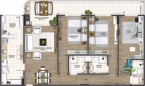 Apartamento com 3 Quartos à venda, 144m² no Canto do Forte, Praia Grande