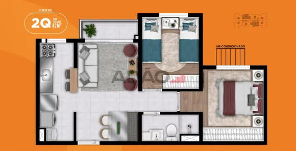 Apartamento com 2 Quartos à venda, 43m² no Fazenda Criméia Caveiras, Goiânia