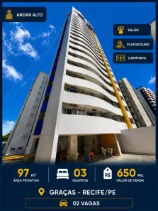 Apartamento com 3 Quartos à venda, 97m² no Graças, Recife