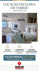 Apartamento com 1 Quarto para alugar, 40m² no Tambaú, João Pessoa