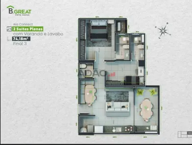 Apartamento com 2 Quartos à venda, 74m² no Parque Amazônia, Goiânia