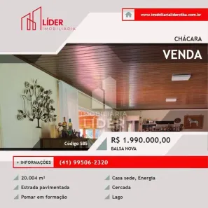 Fazenda/Sítio com 2 Quartos à venda, 75m² no , Balsa Nova