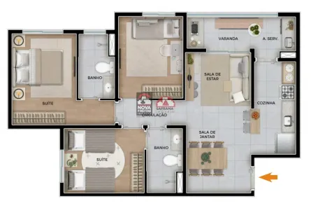Apartamento com 3 Quartos à venda, 67m² no Jardim das Indústrias, São José dos Campos
