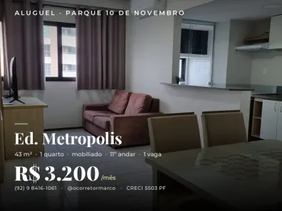 Apartamento com 1 Quarto para alugar, 43m² no Parque 10 de Novembro, Manaus