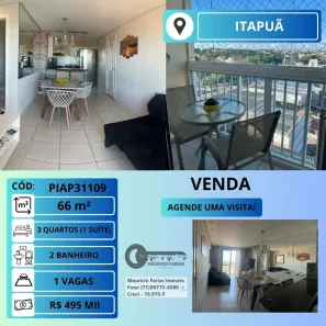 Apartamento com 3 Quartos à venda, 66m² no Itapuã, Salvador