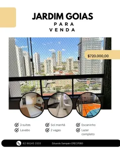 Apartamento com 3 Quartos à venda, 92m² no Jardim Goiás, Goiânia