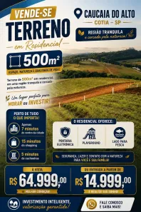 Lote/Terreno à venda, 500m² no dos Mendes (Caucaia do Alto), Cotia