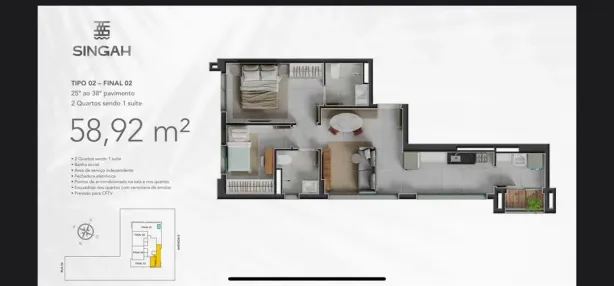 Apartamento com 2 Quartos à venda, 58m² no Jardim Goiás, Goiânia
