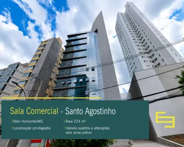 Sala Comercial para alugar, 224m² no Santo Agostinho, Belo Horizonte