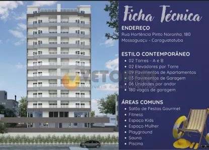 Apartamento com 3 Quartos à venda, 107m² no Balneário Gardem Mar, Caraguatatuba