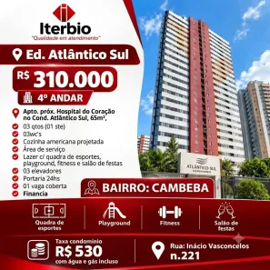 Apartamento com 3 Quartos à venda, 65m² no Cambeba, Fortaleza