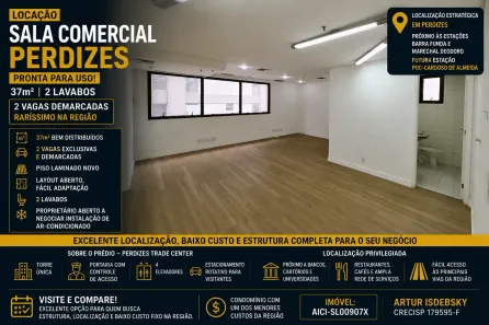 Sala Comercial para alugar, 37m² no Perdizes, São Paulo