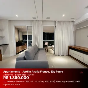 Apartamento com 2 Quartos à venda, 106m² no Jardim Anália Franco, São Paulo