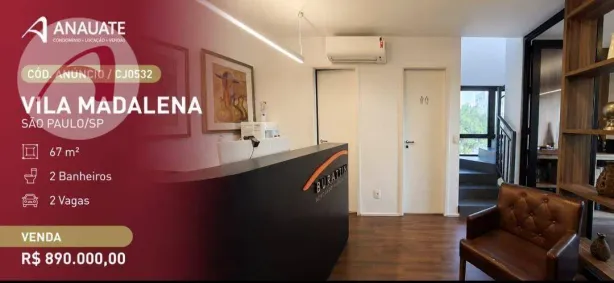 Sala Comercial à venda, 67m² no Vila Romana, São Paulo