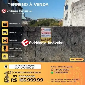Lote/Terreno à venda, 125m² no Jardim Ipanema, Santo André