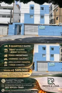 Apartamento com 3 Quartos à venda, 78m² no Água Fria, João Pessoa