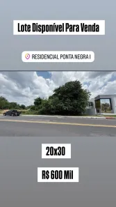 Lote/Terreno à venda, 600m² no Ponta Negra, Manaus