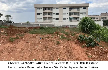 Lote/Terreno à venda, 8474m² no Chácaras São Pedro, Aparecida de Goiânia