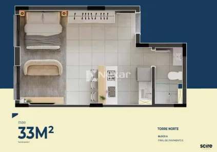Apartamento com 1 Quarto à venda, 34m² no Centro, São José