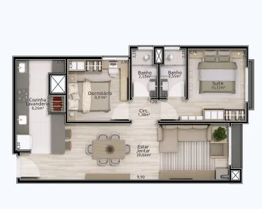 Apartamento com 3 Quartos à venda, 128m² no Planalto, Gramado