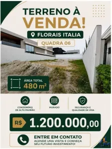 Lote/Terreno à venda, 480m² no Condomínio Florais Itália, Cuiabá